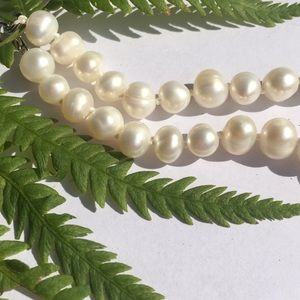 Egg shaped fresh water pearl necklace.